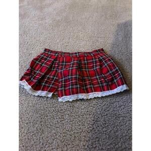 xs woman mini tiny skirt plaid